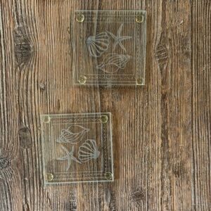 Elegant Glass Coasters with Sea Shell Design